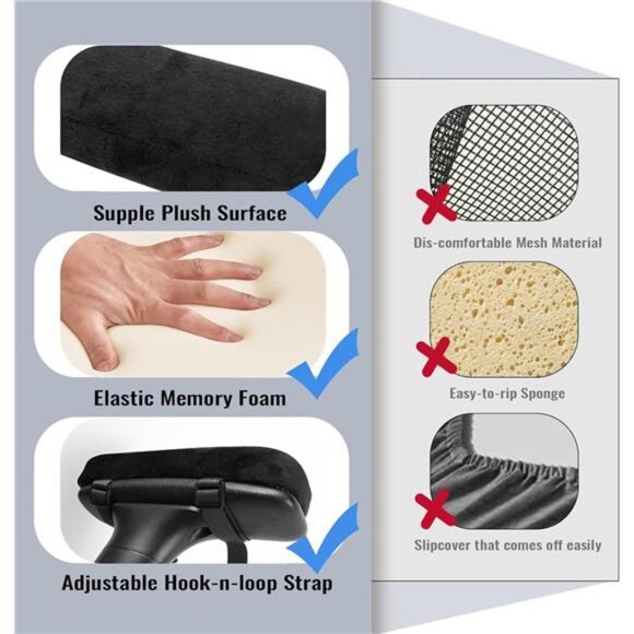 2 Pack Office Chair Armrest Pads Covers with Memory Foam Elbow Pillow - Picture 5 of 7